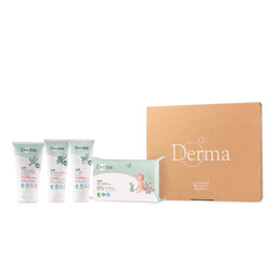 Eco Baby rinkinys raminamasis tepalas 100ml + priežiūros kremas 100ml + šampūnas / muilas 150ml + drėgnos servetėlės 64vnt.