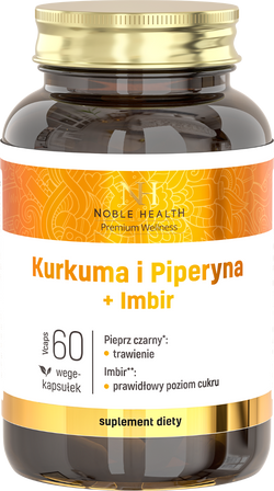 Noble Health ciberžolė ir piperinas + imbieras 60 kapsulių