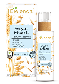 Bielenda Vegan Muesli Moisturizing Serum drėkinamasis serumas sausai, dehidratuotai ir jautriai odai dienai ir nakčiai 30ml