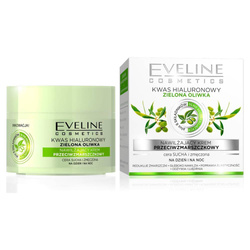 Eveline hialurono rūgštis + žaliosios alyvuogės dieninis ir naktinis kremas nuo raukšlių 50ml