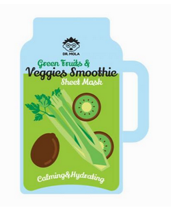 DR. MOLA Green Fruits & Veggies Smoothie Sheet Mask raminanti ir drėkinanti kaukė 23ml