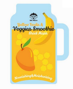 DR. MOLA Yellow Fruits & Veggies Smoothie Sheet Mask maitinamoji ir drėkinamoji kaukė 23ml