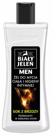 White Jeleń For Men hipoalerginis kūno prausiklis ir intymios higienos gelis tonizuojantis su beržų sula 265ml