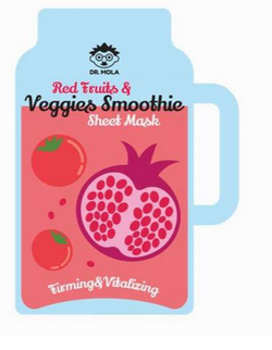 DR. MOLA Red Fruits & Veggies Smoothie Sheet Mask stangrinanti ir atgaivinanti veido kaukė 23ml