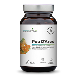 Aura Herbals Pau D'Arco žievės ekstraktas 500 mg 60 kapsulių.