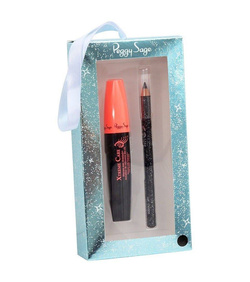 PEGGY SAGE blakstienų tušas juodas 11ml + akių pieštukas juodas 1,15g