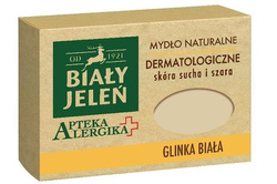 White Jeleń Alergijos vaistinė natūralus dermatologinis muilas sausai ir papilkėjusiai odai Baltasis molis 125g