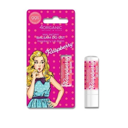 4ORGANIC_Lip Balm Pin-Up Girl balsamas do ust Raspberry 5g