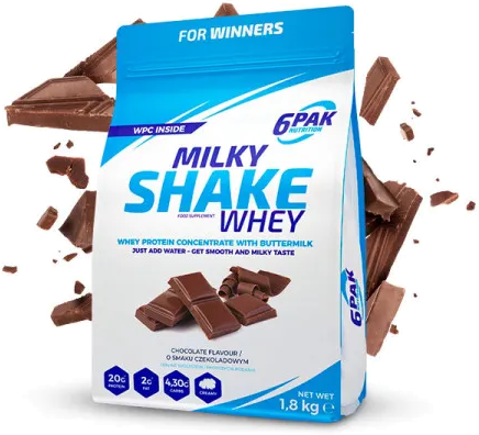 6PAK Milky Shake Whey 700g WPC baltymų su šokolado skoniu