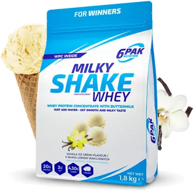 6PAK Milky Shake Whey 700g WPC baltymų su vanilinių ledų skoniu