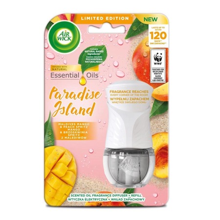 AIR WICK Paradise Island elektryczny odświeżacz powietrza i wkład Mango & Brzoskwinia Spritz z Malediwów 19ml