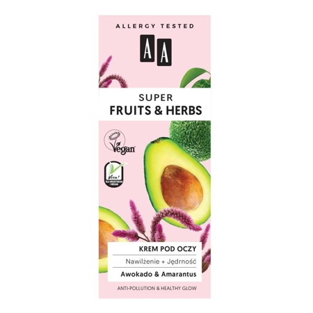 Akių kremas Super Fruits & Herbs, drėkinantis + stangrinantis Avokadas ir amarantas 15ml