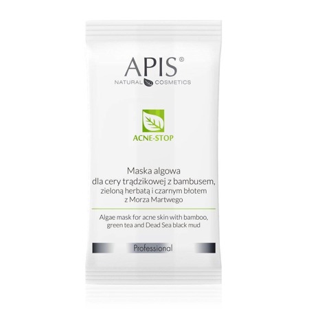 Apis Acne-Stop maska algowa dla cery trądzikowej z bambusem zieloną herbatą i czarnym błotem z Morza Martwego 20g