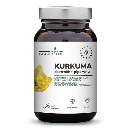 Aura Herbals Ciberžolės ekstraktas + piperinas 60 kapsulių