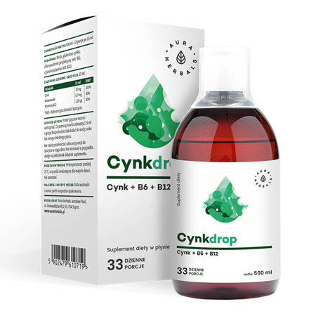 Aura Herbals Zincdrop Cinkas + B6 + B12 500 ml skysčio