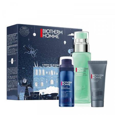 BIOTHERM_SET Homme Aquapower Advanced Gel 75ml + Basics Line skutimosi putos 50ml + Basics Line Cleanser 40ml