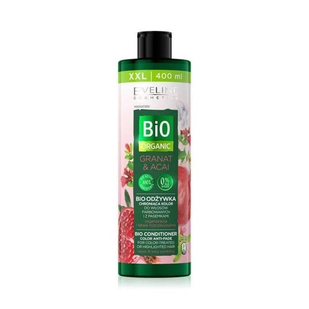 Bio Ekologiškas bio spalvos apsauginis kondicionierius dažytiems ir sruogelėmis dažytiems plaukams Granatai ir Acai 400ml