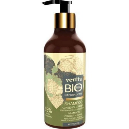 Bio Natural Care Atgaivinantis plaukų šampūnas dažytiems plaukams ir plaukams, kuriems reikia regeneracijos Ženšenis ir obuolys 400ml