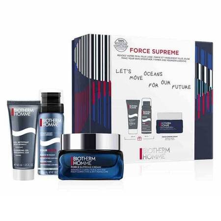 Biotherm Homme Force Supreme valomasis gelis 40ml + skutimosi putos 50ml + veido kremas 50ml