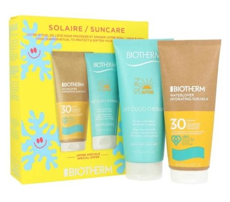 Biotherm Suncare Waterlover drėkinamasis pienelis nuo saulės SPF30 200ml + pienelis po saulės Oligo terminis pienelis 200ml