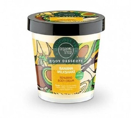 Body Desserts Banana Milkshake atkuriamasis kūno kremas su bananų aromatu 450ml