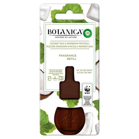 Botanica wkład do elektrycznego odświeżacza Mleczko Kokosowe & Paczula Indonezyjska 19ml