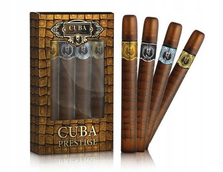 Cuba Prestige rinkinys Klasikinis tualetinis vanduo, purškiamas 35ml + Juodasis tualetinis vanduo, purškiamas 35ml + Platininis tualetinis vanduo, purškiamas 35ml + Legacy tualetinis vanduo, purškiamas 35ml