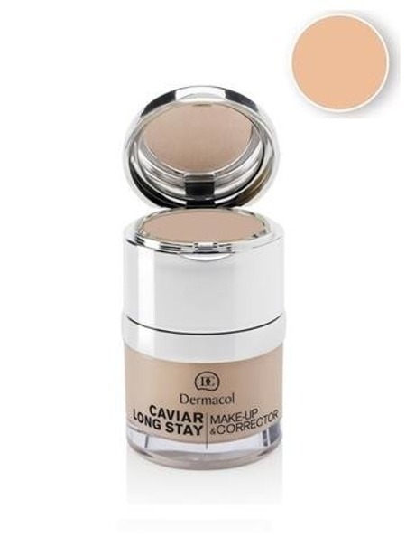 DERMACOL Caviar Long Stay Make-Up & Corrector veido makiažo pagrindas su korektoriumi 01 Pale 30ml