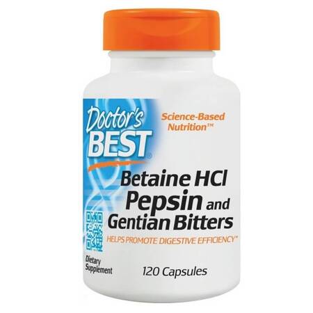 Doctor's Best Betaine HCL Pepsinas ir gencijono šaknis 120 kapsulių