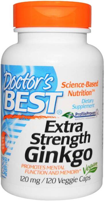 Doctor's Best Extra Strength Ginkgo (ginkmedžio ekstraktas) 120 mg 120 veganiškų kapsulių