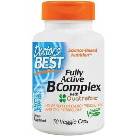 Doctor's Best Fully Active B-Complex with Quatrefolic complex of B vitamins 30 vegan capsules