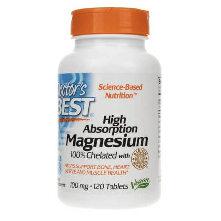 Doctor's Best High Magnesium Chelate 100 mg 120 tablečių