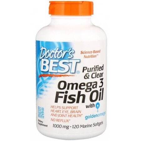 Doctor's Best Purified & Clear Omega 3 Fish Oil 1000mg 120 kapsulių