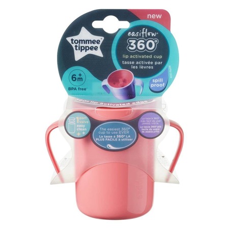 Easiflow 360° termo puodelis su rankenėlėmis 6m+ Rožinis 200ml