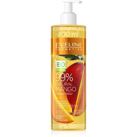 Eveline 99 % natūralus mango šviesinantis ir atgaivinantis kūno ir veido gelis 400 ml