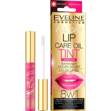 Eveline All Day Lip Care Oil Tint 8in1 Lip Tint Sweet Pink 7ml