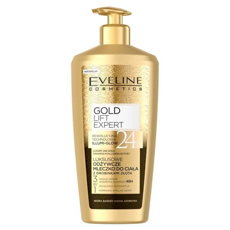 Eveline Luxury Expert 24K Gold prabangus pienelis su aukso dalelėmis 350ml