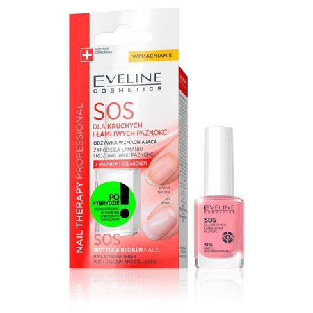 Eveline Nail Therapy Professional SOS stiprinamasis kondicionierius trapiems ir lūžinėjantiems nagams su kalciu ir kolagenu 12ml