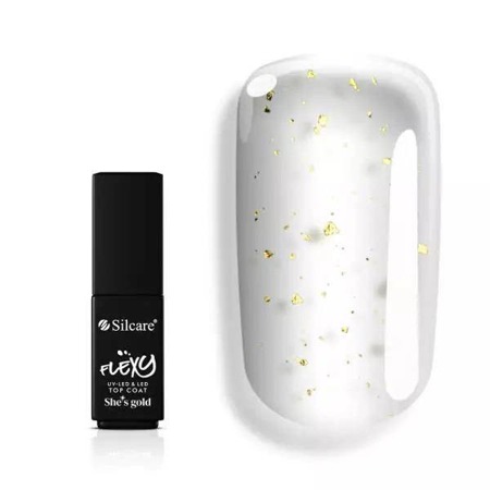 Flexy She's Gold Top Coat preparat nawierzchniowy z drobinkami w kolorze złota 4,5g