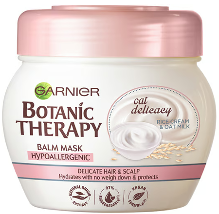 GARNIER_Botanic Therapy Oat Delicacy hipoalerginė kaukė ploniems plaukams ir galvos odai 300ml