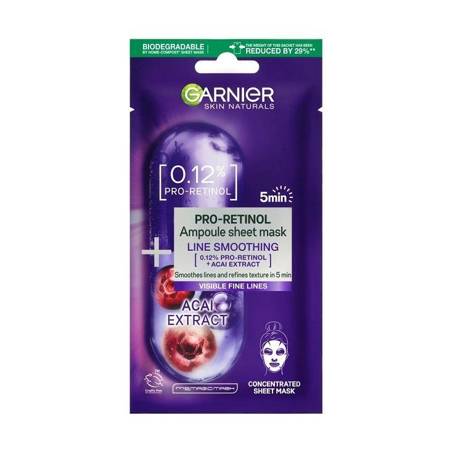 GARNIER_Pro-Retinol Ampoule Sheet Mask ampułka wygładzająca w masce na tkaninie z pro-retinolem 19g