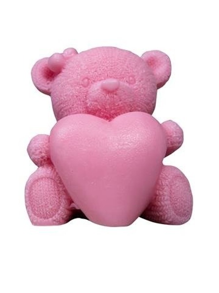 Happy Soaps Pink Big Teddy Bear with Heart natūralus glicerininis muilas Cherry 120g