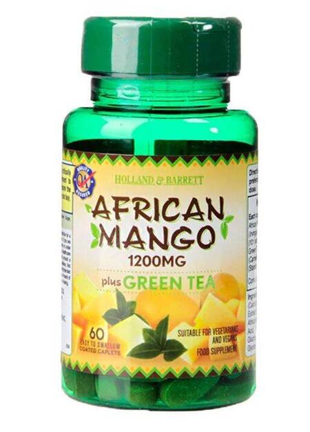 Holland & Barrett African Mango with Green Tea 1200 mg 60 kapsulių