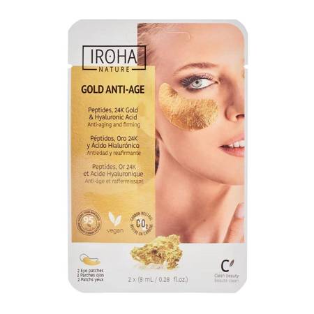 IROHA NATURE_Gold Anti-Age Patches stangrinamieji akių pleistrai su 24 karatų auksu ir hialurono rūgštimi 2vnt.