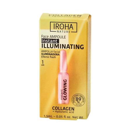 IROHA NATURE_Instant Flash Illuminating Face Ampoule skaistinanti veido ampulė su kolagenu ir hialurono rūgštimi 1,5ml