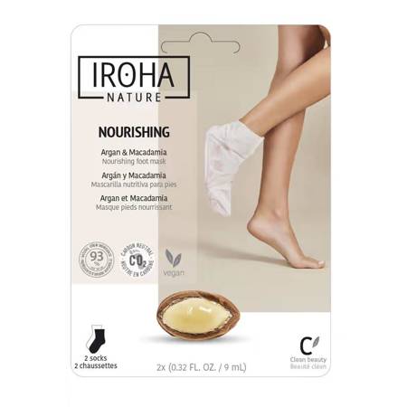 IROHA NATURE_Nourishing Foot Mask maitinamoji kojinių kaukė, panaši į argano ir makadamijos kaukę 2x9ml