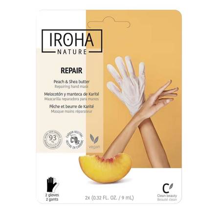 IROHA NATURE_Repair Hand Mask regeneruojanti rankų kaukė pirštinių pavidalo Peach & Shea Butter 2x9ml