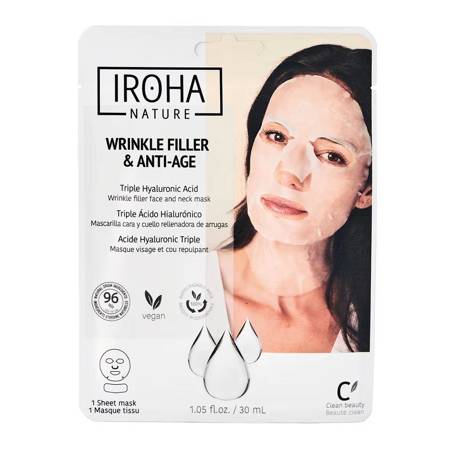 IROHA NATURE_Wrinkle Filler & Anti-Age Tissue Face & Neck Mask anti-wrinkle sheet mask with hyaluronic acid 30ml