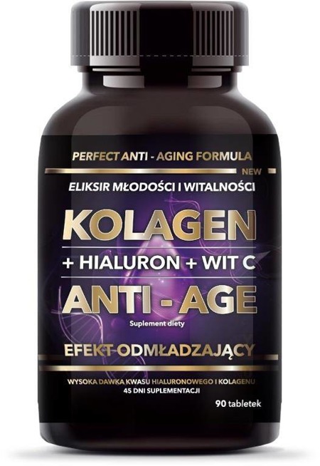 Kolagenas + hialuronas + vitaminas C Anti-Age maisto papildas 90 tablečių