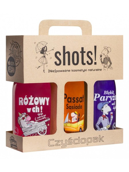 LAQ Shots! Czyściopak Zestaw żeli pod prysznic Unisex 3x500ml